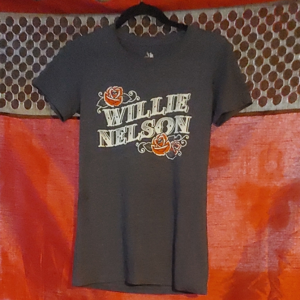 Willie Nelson Gray Graphic Tee Sz Small
